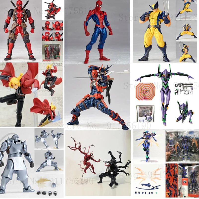 Revoltech Yamaguchi Marvel Deadpool Spiderman Wolverine Venom Carnage Ba... - £29.32 GBP+