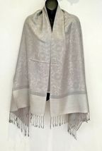 Silver Women Pashmina Paisley Shawl Scarf Cashmere Soft Stole - £15.26 GBP