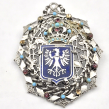 Crest Crown Eagle Vintage Pin Brooch Missing  A Few Stones - £37.62 GBP