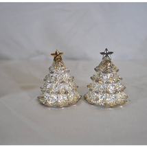 Christmas Tree-shaped Salt &amp; Pepper Shakers - Silver Treasures by Godinger - £23.65 GBP