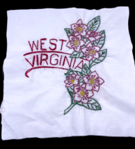 West Virginia Embroidered Quilted Square Frameable Art State Needlepoint... - $27.90