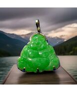 EARTH MINED Green JADE Laughing Budai Pu Tai Vintage Pendant 18K GOLD Go... - $2,465.25