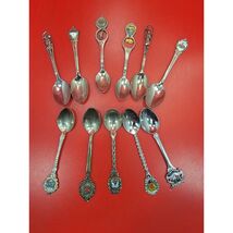 Vintage Lot of 11 Souvenir Spoons Silver Enameled Charms Around the World - $27.97