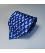 Bijoux Terner genuine silk tie blue geometric wave pattern 60in long 4in... - $30.19