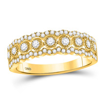 10kt Yellow Gold Round Diamond Triple Row Vintage-inspired Band Ring 1/3 Cttw - $559.00