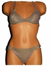 Aluminium Bikini Silver Bra &amp; Pantie Hot Intimate Swim Chainmail Black Friday - £48.52 GBP