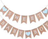 Sweet Baby Boy Burlap Banner - Rustic Baby Shower Decorations - $24.87