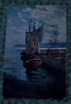 Vintage Color Tone Postcard, Boats At The Dock, BEAUTIFUL ARTWORK - NICE... - £3.08 GBP