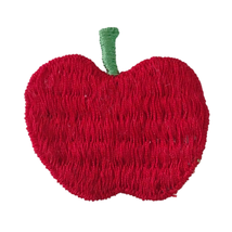 Vtg 70s Sew On Embroidered Patches Red Apple Straight Green Stem - £8.67 GBP