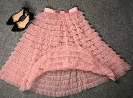 Blush Pink Tiered Tulle Skirt Bridesmaid Custom Plus Size Tulle Midi Skirt image 2