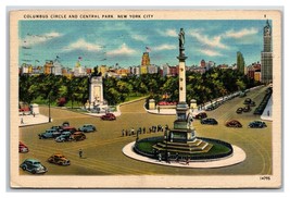 Columbian Cirlce Monument Central Park New York City NY NYC Linen Postca... - $1.93