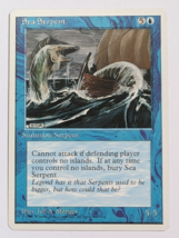 1995 Sea Serpent Magic The Gathering Mtg Game Trading Card Vintage Summon Retro - $5.99