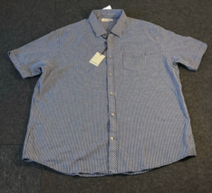 James Campbell Button Down Shirt Short Sleeve Navy Check Men&#39;s Size 2XL NWT $89 - $24.69