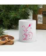 Elegant Floral Mug with Pink Design – Perfect Gift for Women and Home Decor - $15.50