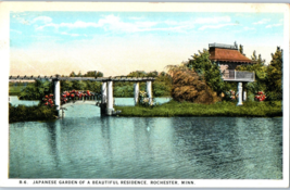 Japanese Garden of a Beautiful Residence Rochester Minnesota Postcard - £5.54 GBP