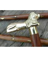Victorian Style Wooden Walking Cane Stick Brass Style Solid Lion Brass H... - £20.43 GBP