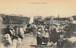 Tanger Morocco~Jour De MARCHE~1910s Au Bon Mathurin Photo Postcard - £4.59 GBP
