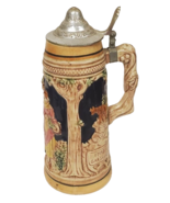 Vintage Hand Crafted Porcelain Japan Beer Stein With Pewter Lid - $17.09