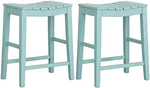 Progressive Furniture Holiday 24&quot; Wood Counter Stool in Cyan Blue (Set o... - $530.99