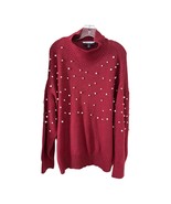Eloquii Elements Plus Size 22/24 Red Sweater with Faux Pearl Embellishments – Ac - $29.70