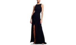 New Designer Navy Blue Dark Badgley Mischka Dress Womens 10 Evening Gown Slit  - £651.22 GBP