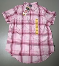 Eddie Bauer Short Sleeve Adventure Shirt Peach Starling Plaid Womens M *... - $19.79