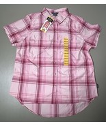 Eddie Bauer Short Sleeve Adventure Shirt Peach Starling Plaid Womens M *... - $364.46 MXN