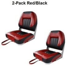 Boat Seats 2 Black &amp; Red Low Back Premium UV Treated Marine Grade Vinyl - £132.32 GBP