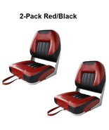 Boat Seats 2 Black &amp; Red Low Back Premium UV Treated Marine Grade Vinyl - €147,23 EUR