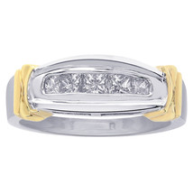 0.60 Carat Princess Cut Diamonds Woman Diamond Wedding Band 14K Two Tone Gold - $652.41