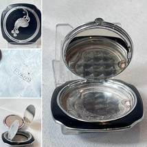 Evans Compact Vtg Black Enamel Double Vanity Mirrored Powder Box - £63.26 GBP