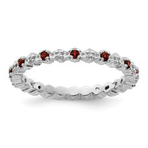 Silver Stackable Expressions Garnet &amp; Diamond Ring QSK532 - $77.99+