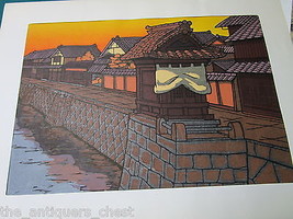 Nishijima Katsuyuki street waterfront Woodblock Print 101/500 signed/numbered - £273.79 GBP