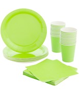 24 Set Green Party Supplies Disposable Dinnerware Set Paper Plates Cups ... - £30.19 GBP