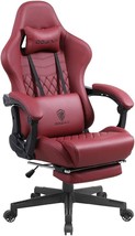 Pu Leather Vintage Armchair E-Sports Gamer Chairs With Retractable Footrest Red, - £229.11 GBP