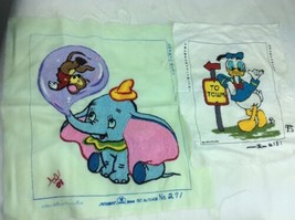Two Walt Disney Productions  Matsubatu Vintage Embroidered Fabric DUMBO Donald - £24.91 GBP