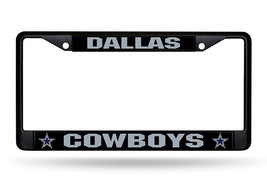 NFL Dallas Cowboys Black Chrome License Plate Frame Thin Gray Letters - £15.71 GBP