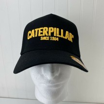 Cat Diesel Black Trucker Mesh Snapback Hat Puffy Yellow Caterpillar Logo - $15.99