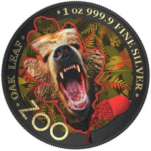 1 Oz Silver Coin 2019 5 Mark Germania Oak Leaf Zoo Series - Brown Bear - £81.45 GBP