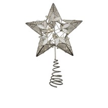 Capiz Shell Silver Star Christmas Tree Topper with Faux Pearl Decoration - $316.01 MXN