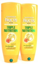 2 Garnier Fructis 13 Oz Triple Nutrition Dry Damaged Hair Fortifying Conditioner - £15.93 GBP