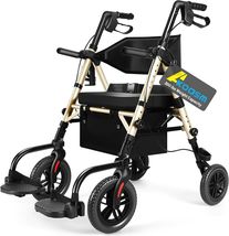 AKOASM Foldable Rollator Walker for Seniors w Seat, 2 in 1 Wheelchair Ch... - $194.74