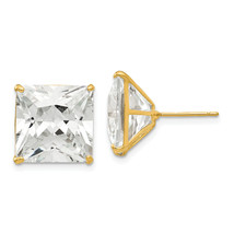 14k 12mm Square CZ Post Earrings XD45CZ - £131.81 GBP