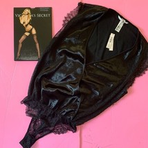 Victoria&#39;s Secret XS TEDDY one-piece bodysuit+thigh-high stockings black... - $89.09