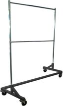 5' Foot Adjustable Height Commercial Double-Rail Rolling Z Rack Chrome &amp;... - $116.38