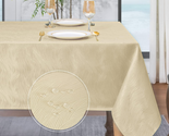 Jacquard Rectangle Tablecloth  - 60 X 104 Inch, Beige, Swirl Design Wate... - £32.73 GBP