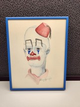 Vintage Clown Watercolor Painting Framed 1968 Bruce Hamilton - $23.75