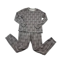 LL Bean Pajamas Long John Baselayer Kids XL Gray Fox All Over Print 2 Pc  - $23.51