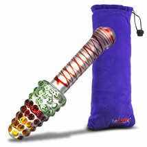 LeLuv Glass Rainbow Cone Large Nubby Festive Anal Toy with Padded Pouch - £23.67 GBP