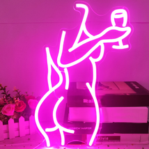 Ajoyferris LED Neon Pink Lady Sign - Dimmable Decor for Bedroom, Bar, Store - 16 - £33.43 GBP